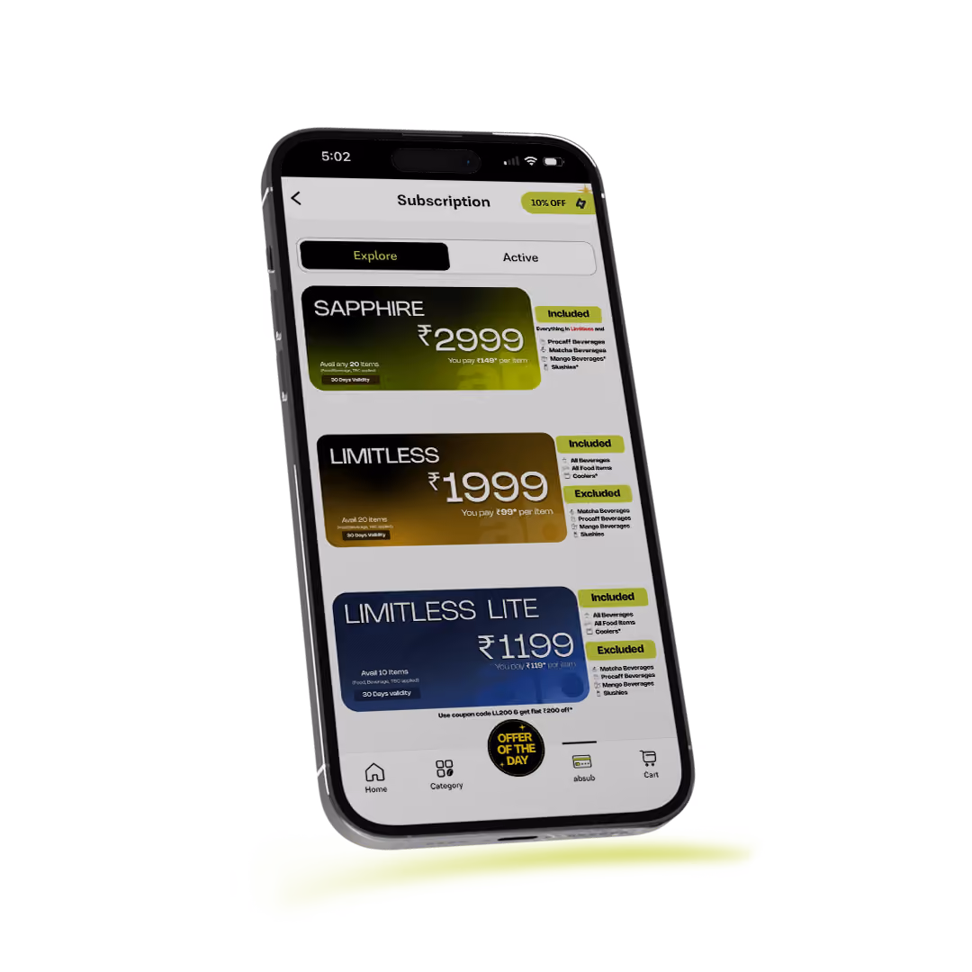 AB Coffee mobile app screens